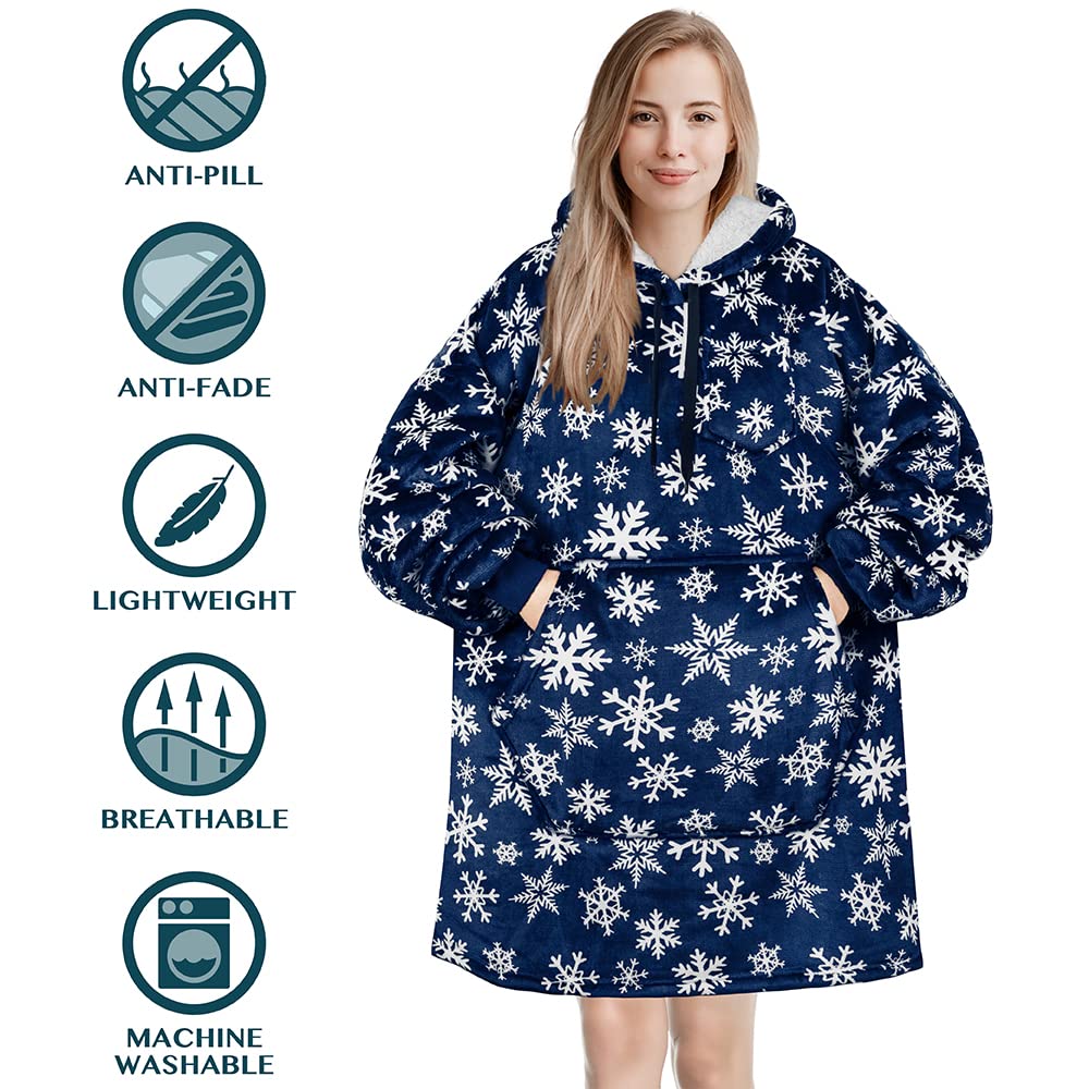 PAVILIA Wearable Blanket Hoodie for Women & Men - Sherpa Lined Oversized Sweatshirt Blanket with Hood | Cozy Fleece Lounge Wear for Home, Camping & Outdoor Activities