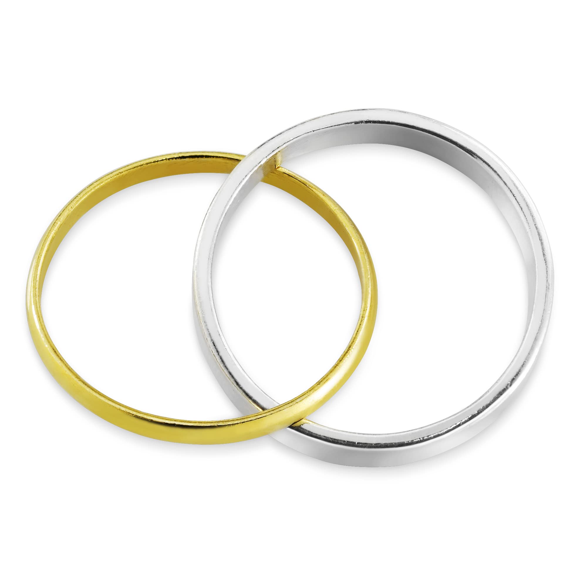 Eternal Two Tone Gold Plated .925 Sterling Silver Ring for Women | Classic Wedding Band, Casual Comfort Fit Ring | Unisex Couple Rings Size 6-9 | Perfect for Anniversaries, Engagements & Everyday Wear