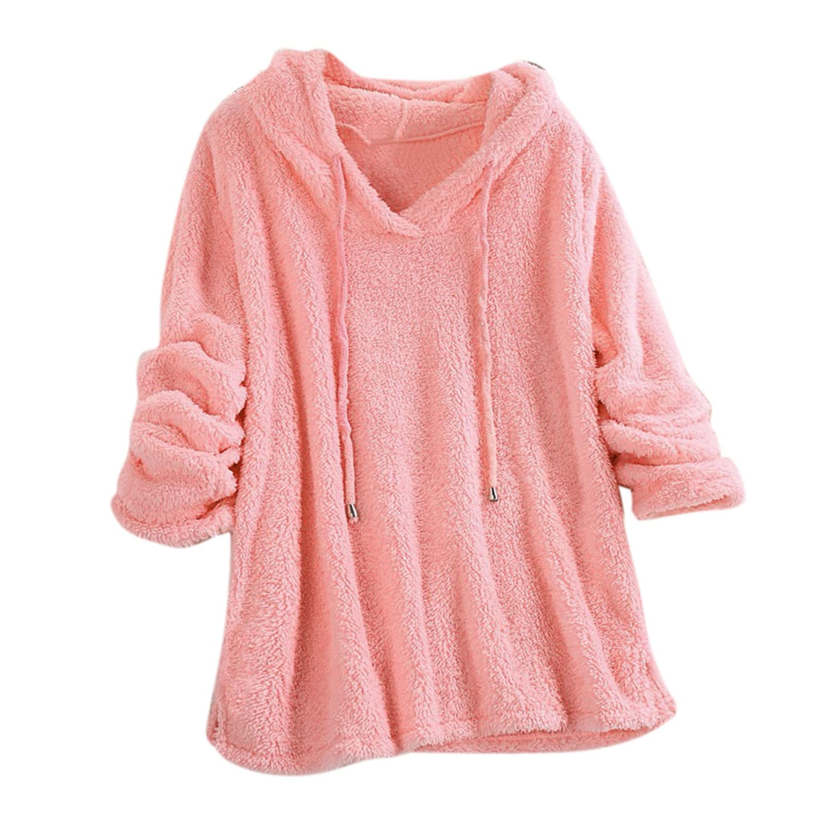Women's Fleece Jacket - Classic Cozy Zip-Up Hooded Pajama Top | Plus Size Sleepwear with Color Block Print | Perfect for Lounging, Sleep & Winter Comfort