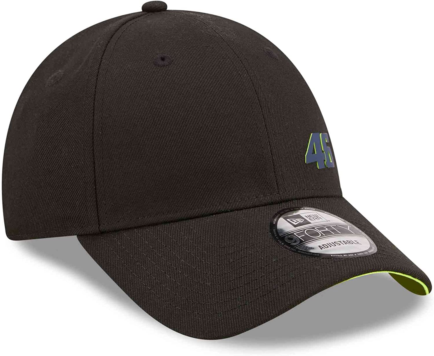 VR46 New Era 9Forty Adjustable Baseball Cap - Repreve Recycled Black Snapback Hat for Men & Women - Perfect for Motorcycle Racing Fans, Casual Wear & Outdoor Sports