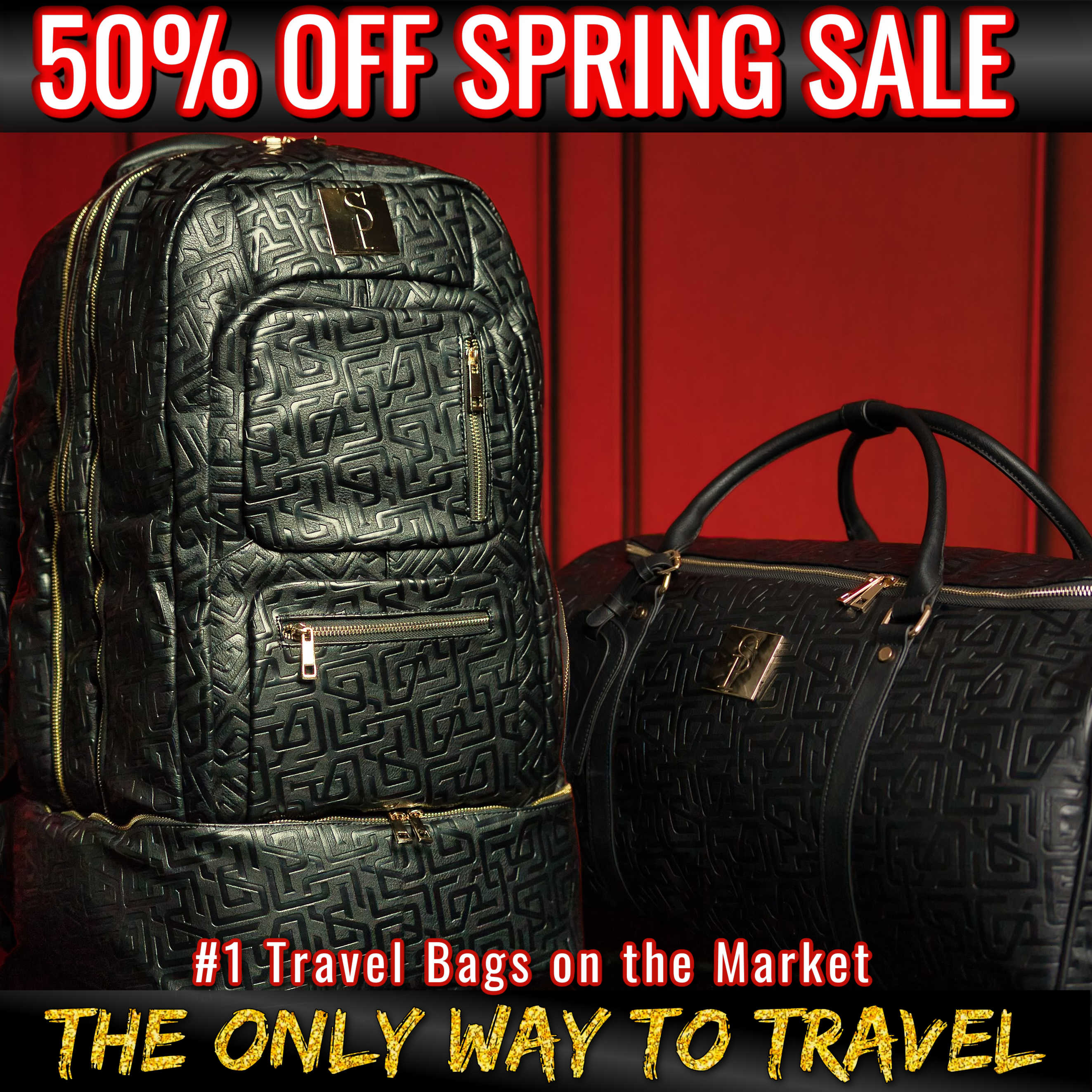 Luxury Monogram Leather Duffle Bag & Signature Set - Premium Handmade Leather Travel Bag for Men & Women | Perfect for Business Trips, Gym, Weekend Getaways & Gifts