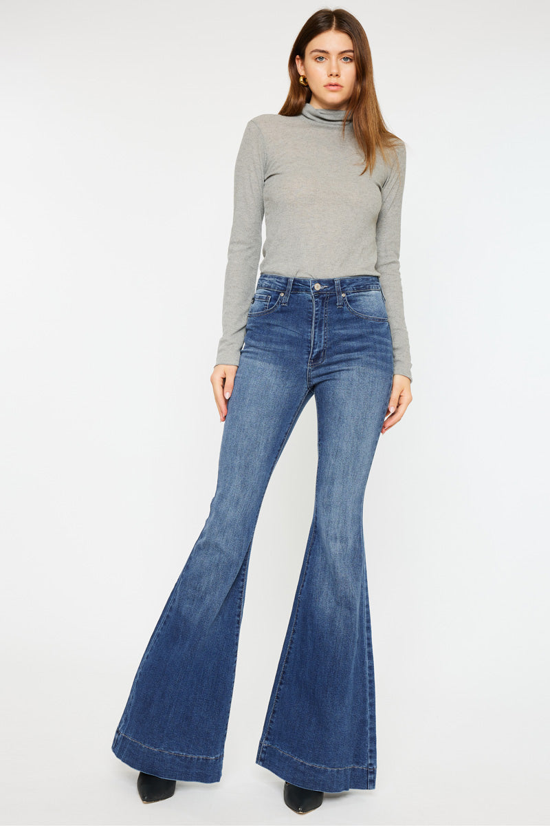 Braelynn Essentials High Rise Super Flare Jeans for Women - Stretchy Denim Pants with Comfortable Fit - Perfect for Casual Outfits, Date Nights & 70s Retro Style