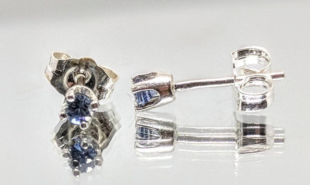 Solid Sterling Silver 2.5mm Round Genuine Blue Sapphire Stud Earrings - 0.25ct Tiny Elegant Earrings for Women & Kids - Perfect for Everyday Wear, Gifts & Special Occasions