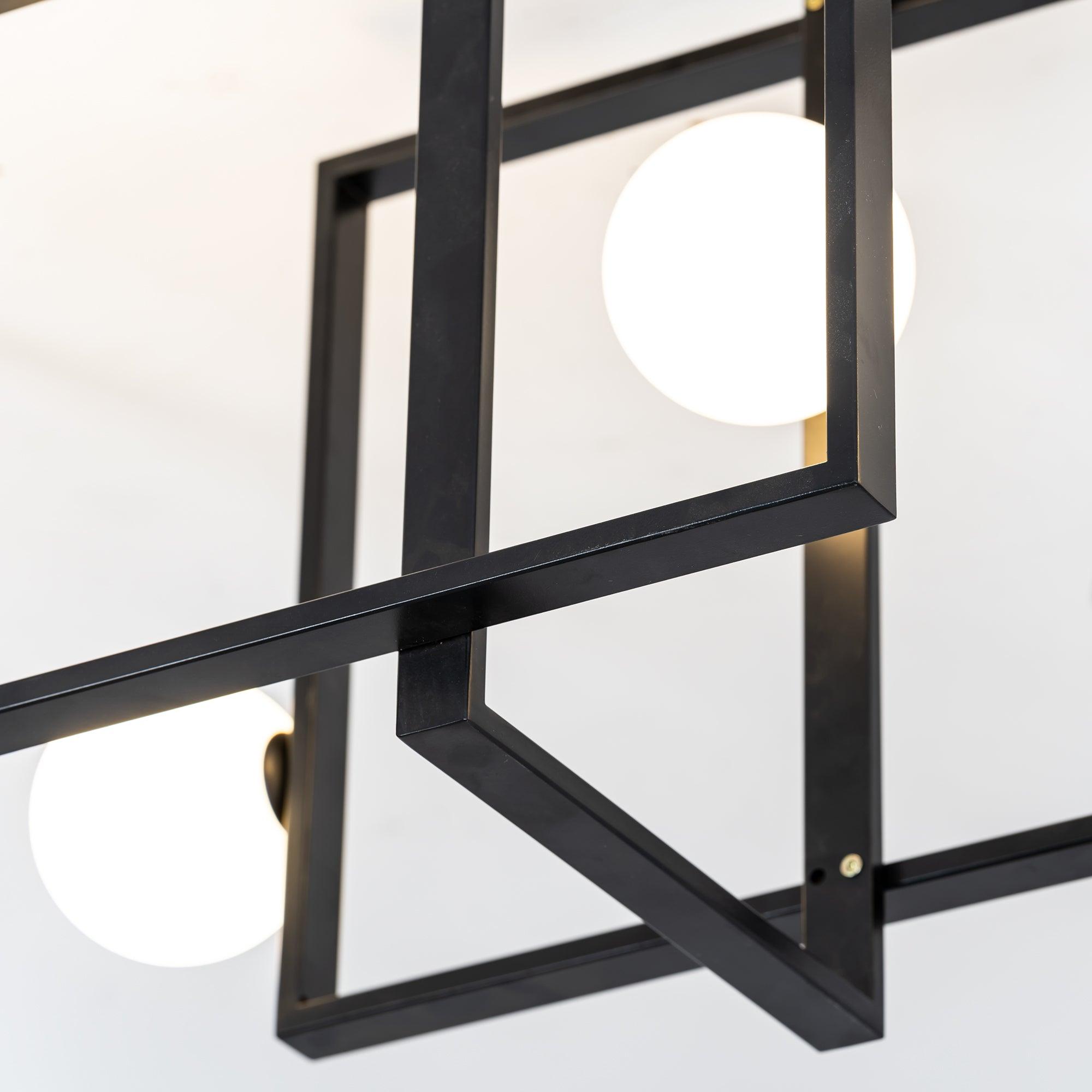 Modern Mondrian Style Rectangular Chandelier - Geometric LED Ceiling Light Fixture for Dining Room, Living Room, Bedroom & Office Decor