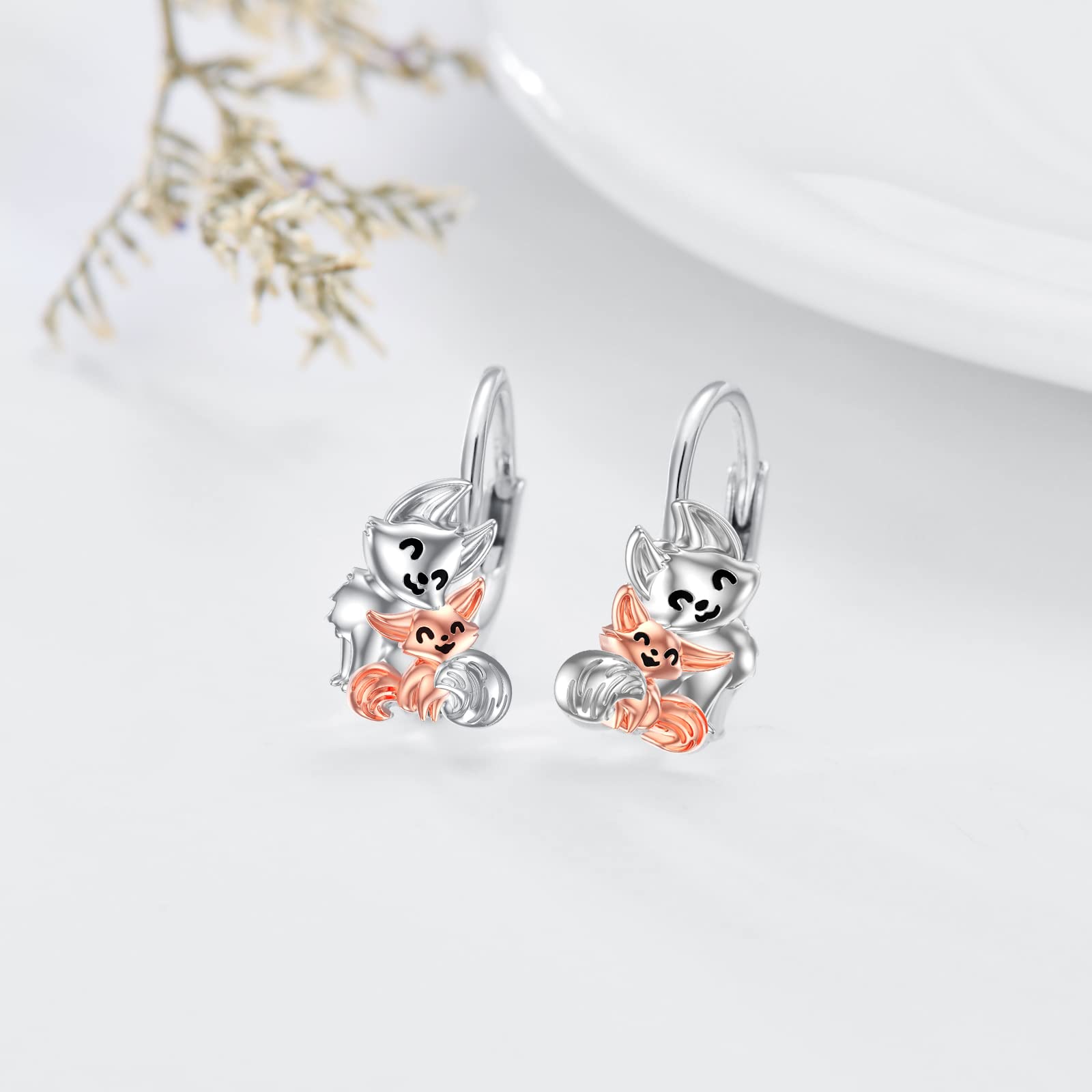Sterling Silver Animal Earrings for Women - Cute Koala, Dragon, Fox, Unicorn, Dinosaur & Axolotl Leverback Drop Dangle Jewelry - Perfect Gift for Mother, Daughter & Animal Lovers - Great for Everyday Wear, Parties & Special Occasions