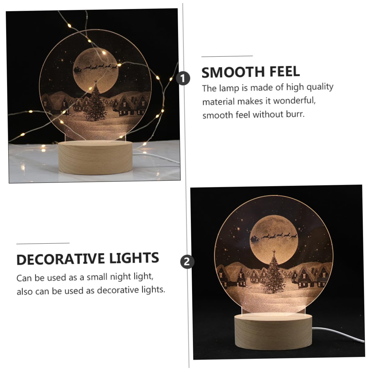 ORFOFE Vivid Christmas Santa LED Night Light - Festive Holiday Decor for Bedroom, Nursery & Christmas Tree - Warm White Decorative Lamp for Home, Party & Gift Giving