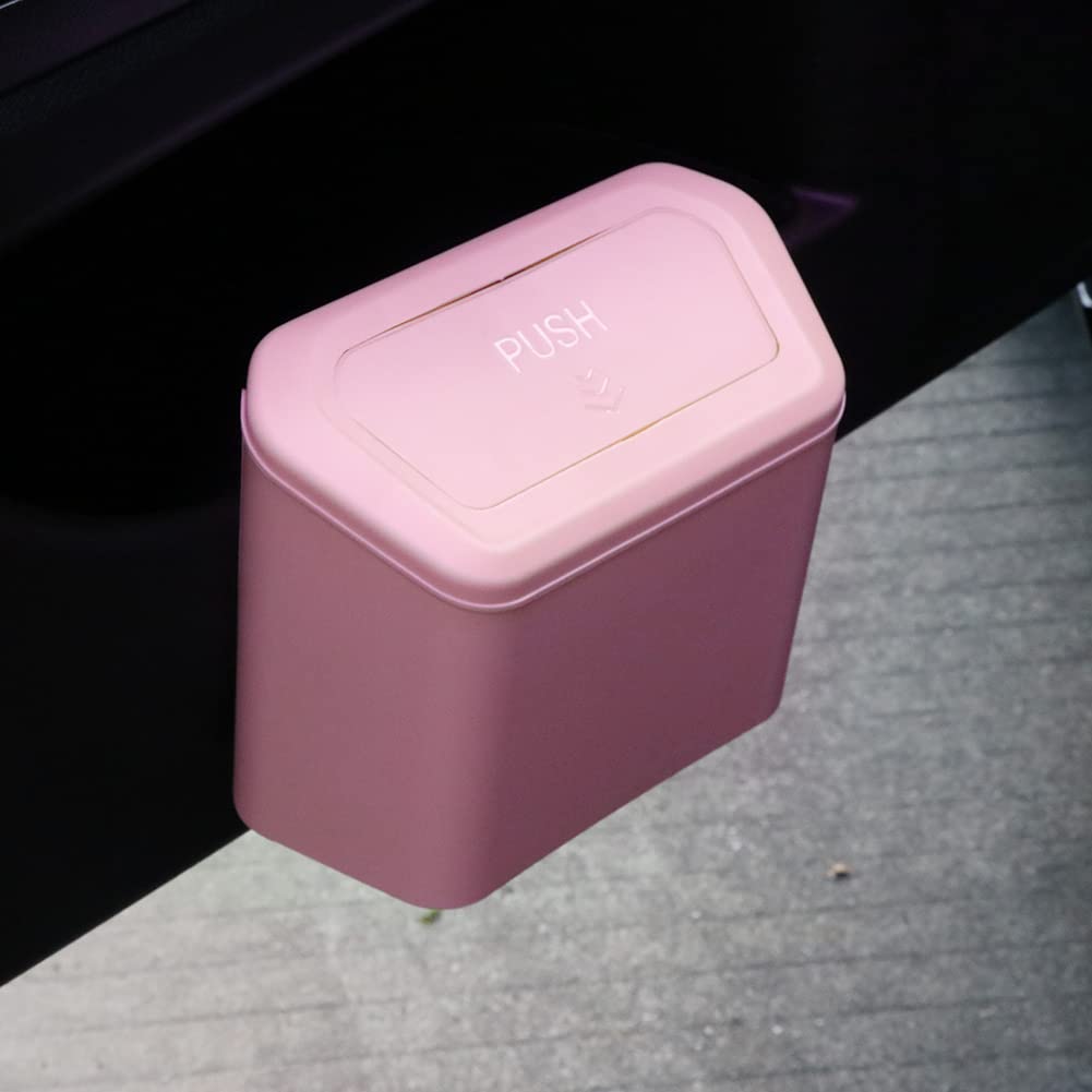 Bohisen Waterproof Car Trash Can - 1.0 Pounds Capacity, Pink Plastic Auto Garbage Bin for Sedan, SUV, Truck | Ideal for Road Trips, Commuting & Keeping Vehicle Clean