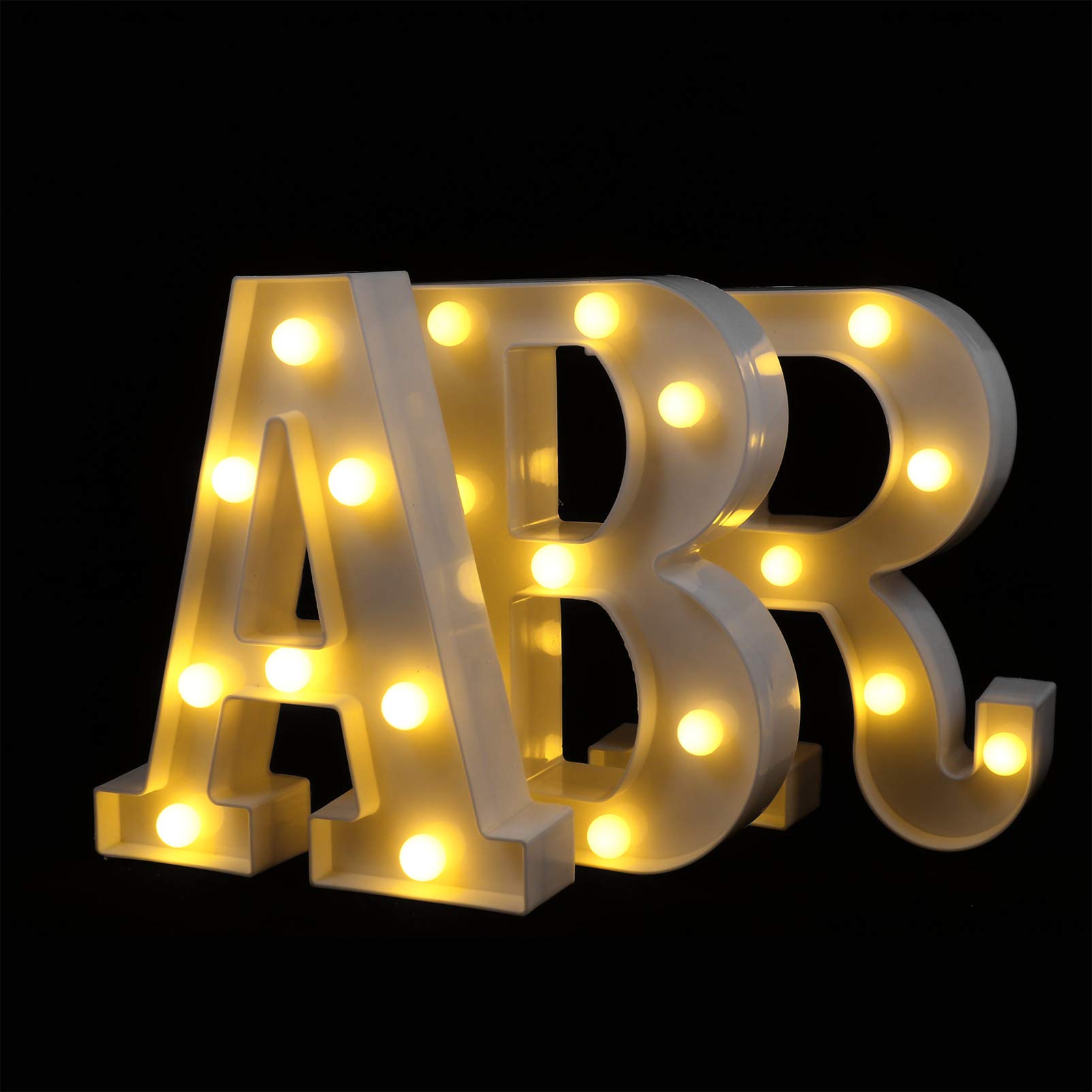 SOLUSTRE 3-Pack White LED Marquee Letter Lights - Battery Operated Home Decor for Weddings, Parties & Room Decorations - Plastic Bar Light Up Signs for Wall & Tabletop Decor