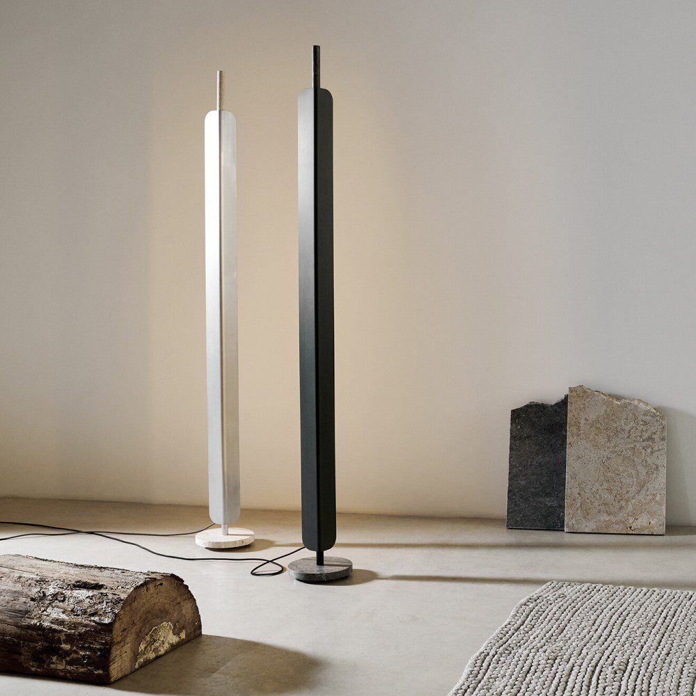 PRE ORDER | BEN TOVIM DESIGN Formation Floor Lamp - Modern Grey Marble Base with Deep Sea Fins Shade | Living Room, Bedroom & Office Lighting Decor