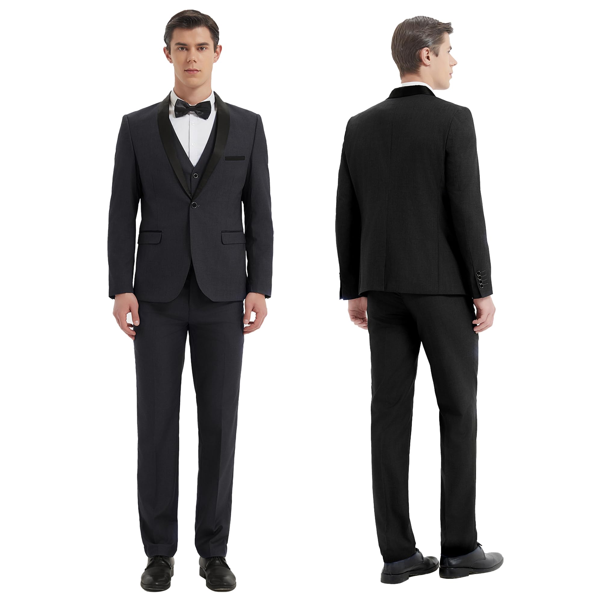 Men's Slim Fit Tuxedo Suit 3-Piece Set - Wedding, Business & Formal Attire for Groom & Groomsmen (Jacket, Vest & Pants) - Perfect for Weddings, Proms, Galas & Black Tie Events