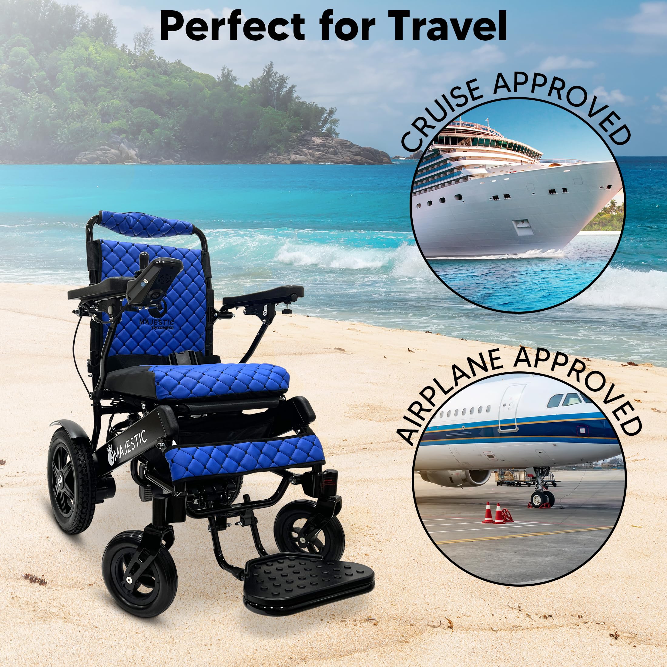 Foldable Lightweight Electric Wheelchair for Adults & Seniors - IQ-9000 by Majestic | 19 Miles Long Travel Range | Power Motorized Wheelchair for Indoor & Outdoor Use | Home, Park & Travel Mobility Aid