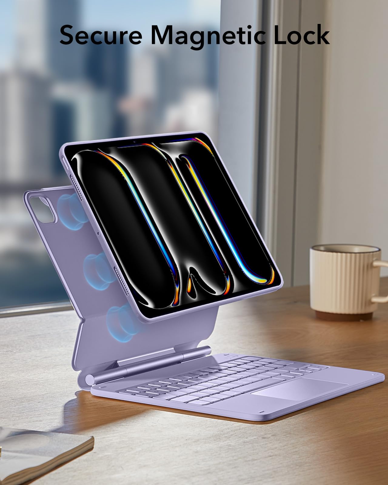 ESR iPad Pro 11 Inch Keyboard Case (2024 M4 & 5th Gen) - Magnetic Stand, 360° Protection, Removable Cover, Purple | Perfect for Work, Study & Travel