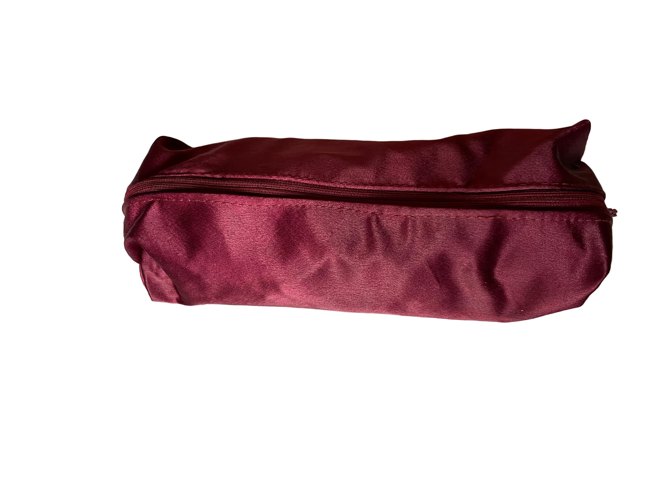 RUKHSI Dark Maroon Satin Zippered Pouch - Multipurpose Organizer for Pencils, Cosmetics & Office Supplies | Stylish School, Travel & Desk Storage for Women & Men | Perfect for Work, College & Daily Essentials