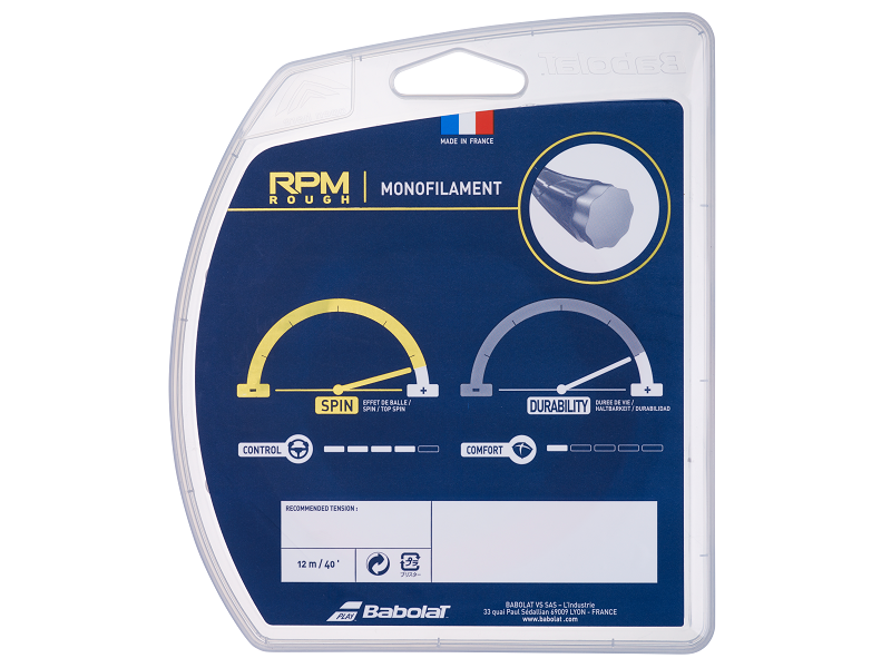 Babolat RPM Rough 12M Tennis Strings - High Performance Polyester String for Spin & Control - Perfect for Competitive Play & Tournament Matches