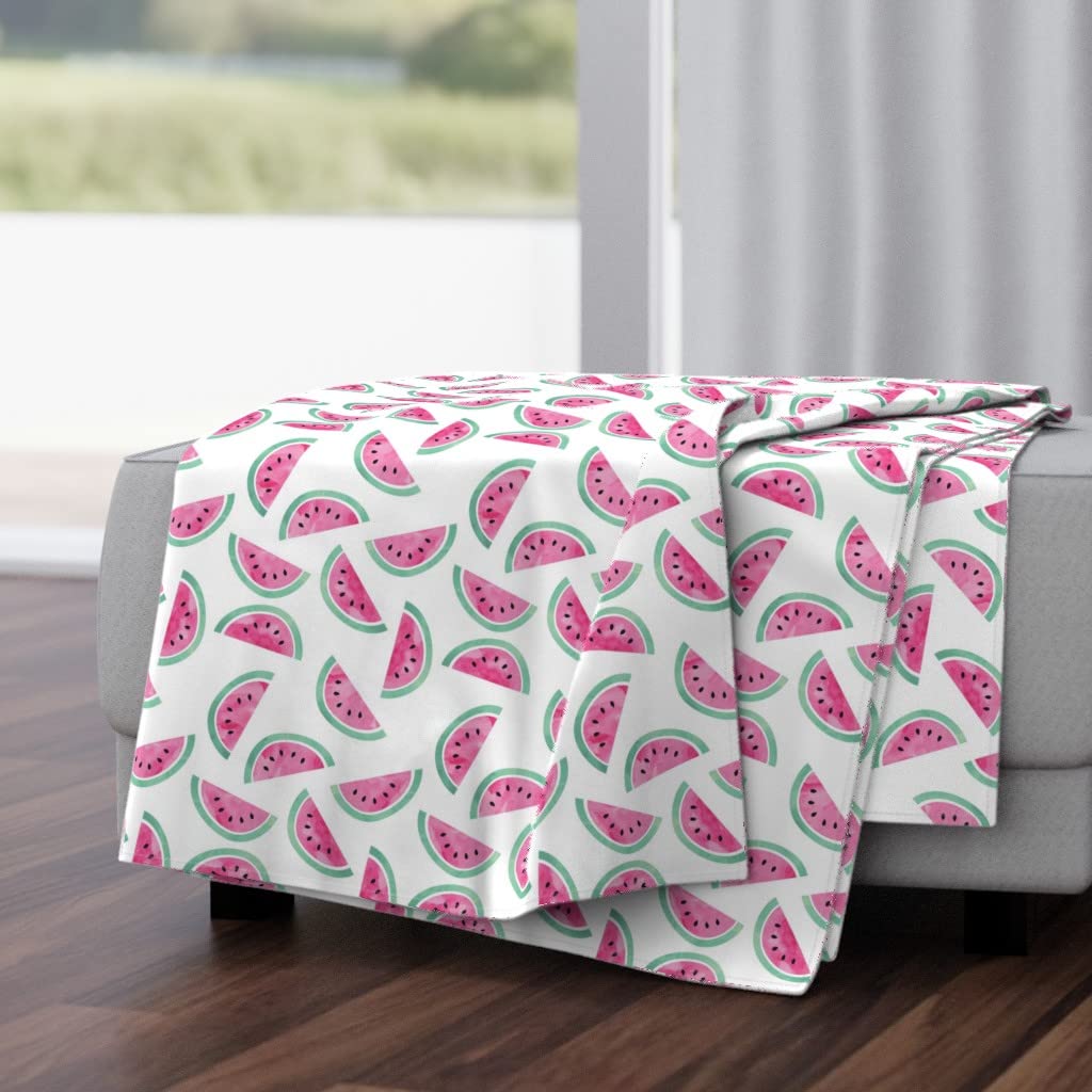 Soft Plush Minky Throw Blanket 50x70 Inches - Watercolor Watermelon Summer Girl Design | Cozy Blanket for Bed, Couch, Sofa & Outdoor Picnics