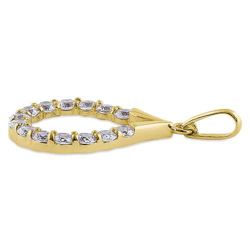 14K Solid Yellow Gold Artistic CZ Drop Pendant Necklace - Elegant Jewelry Gift for Women, Perfect for Parties, Weddings & Special Occasions