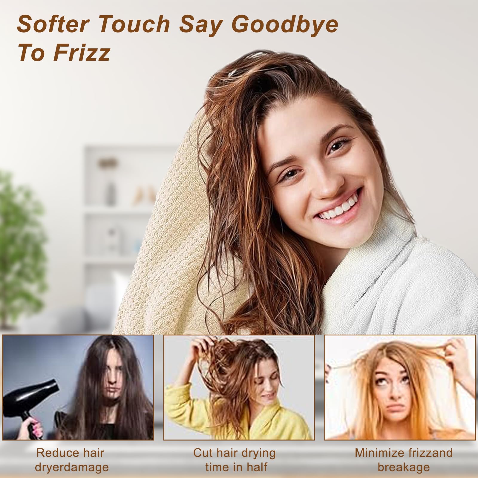 5 Pack Soft Microfiber Hair Towel Wrap - Quick Dry Elastic Hair Turbans for Women & Curly Hair - Perfect for Post-Shower, Gym, Swimming & Travel Use