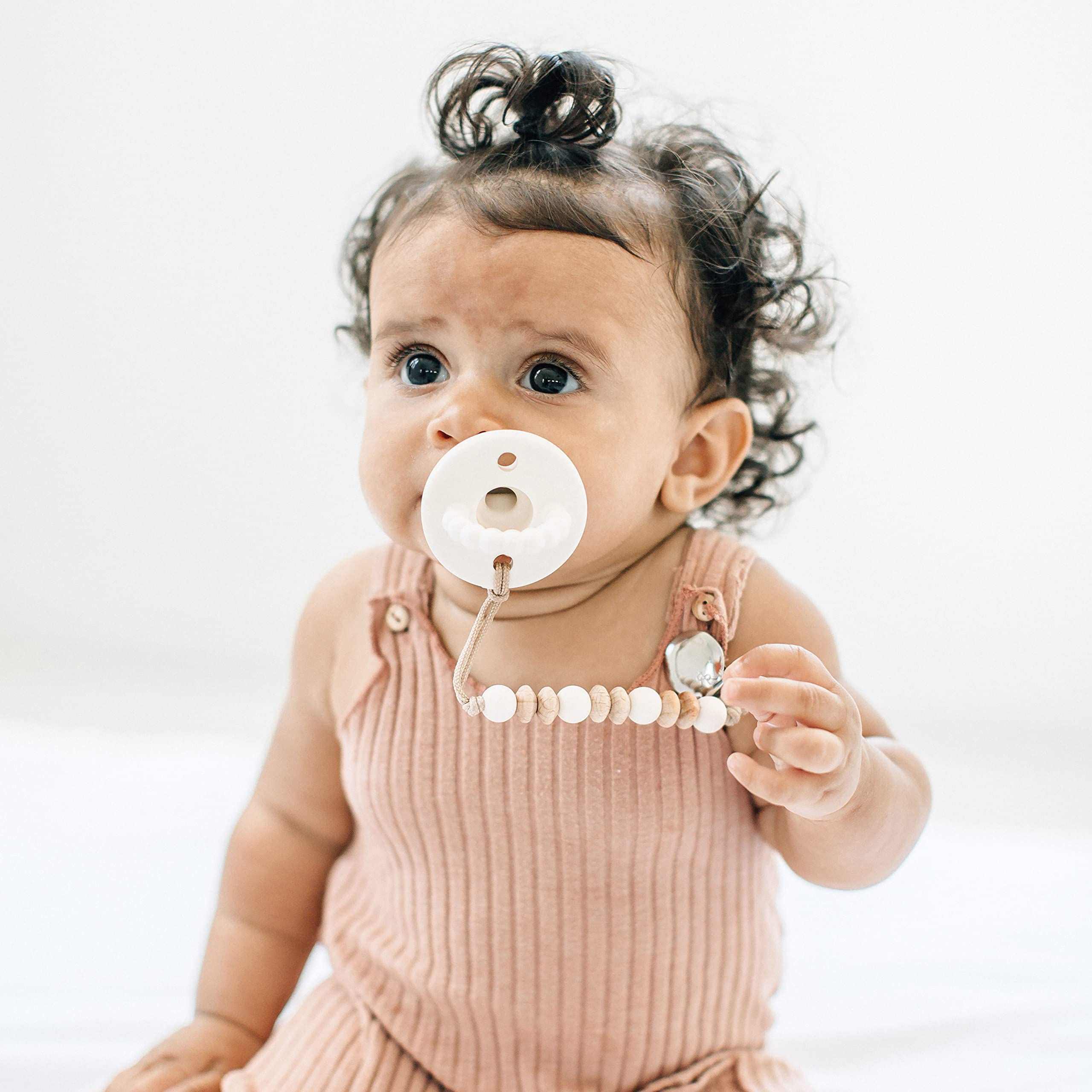 Ryan & Rose Cutie PAT Pacifier Teether Starter Kit for Girls - Soothing Baby Pacifier & Teething Toy for Newborns & Infants - Perfect for Daycare, Travel & Sleep Comfort