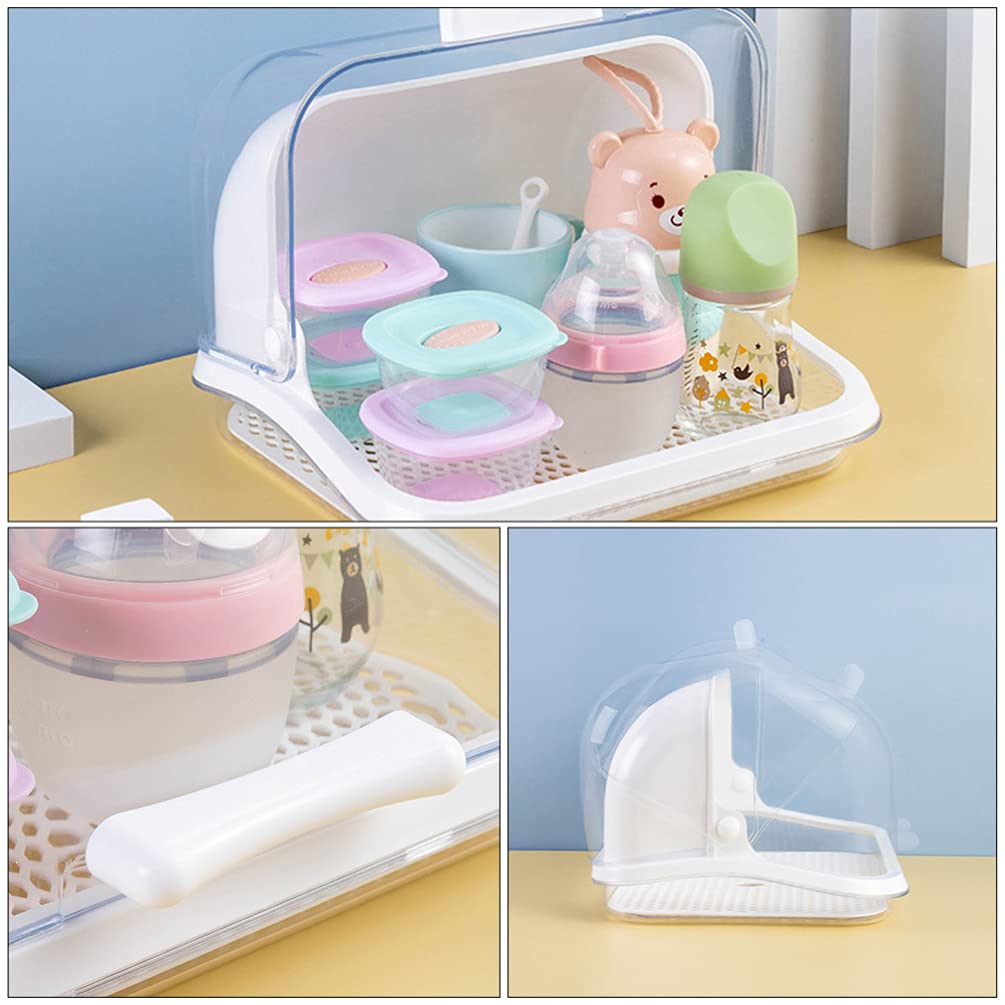 Baby Bottle Dryer with Cover - Baby Bottle Drying Rack & Tableware Storage Box - Dish Drainer for Breast Pump Parts, Pacifiers, and Baby Bottles - Perfect for Nursery, Kitchen, and Travel Use