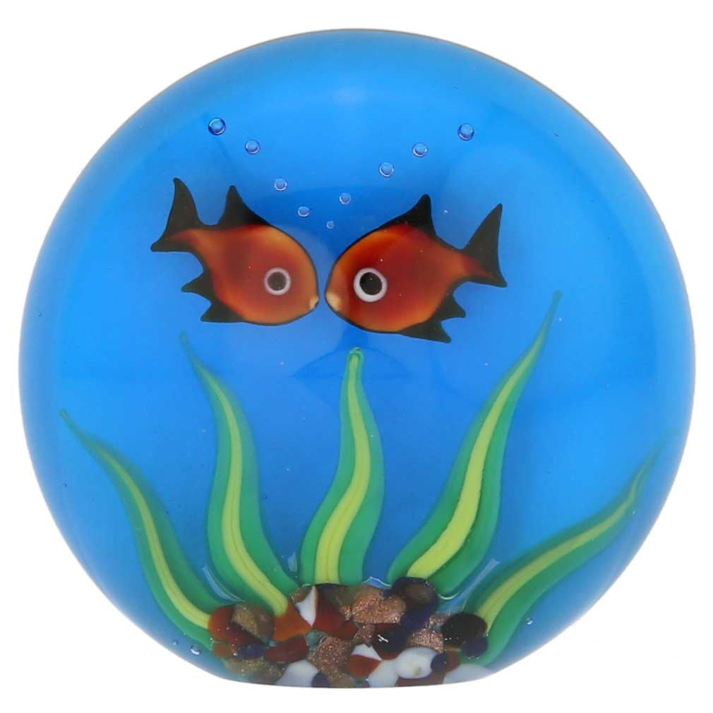 Authentic Murano Glass Aquarium with Goldfish - Handmade in Venice, Italy | Perfect for Home Décor, Office Desk & Gift Ideas