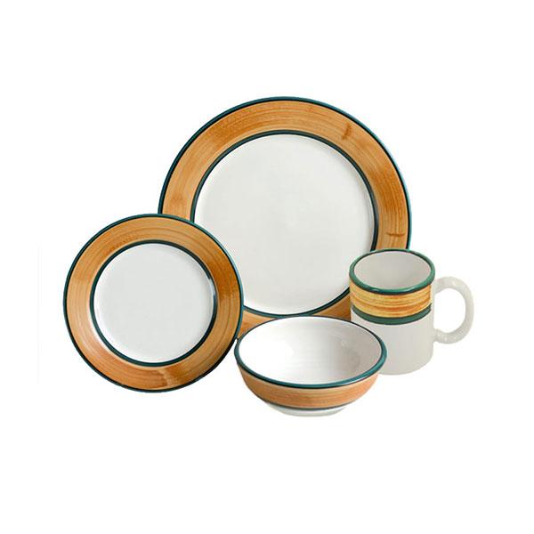 4-Piece Terra Patina Dinnerware Set - Brown & Green Stoneware Plates & Bowls for Elegant Dining & Entertaining