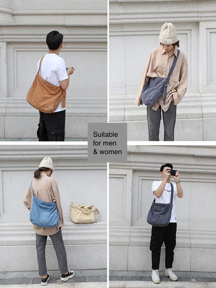 Jeelow Heavy Duty Canvas Travel Tote Bag - Durable Crossbody Shoulder Purse for Men & Women - Perfect for Work, Gym, Shopping & Weekend Getaways