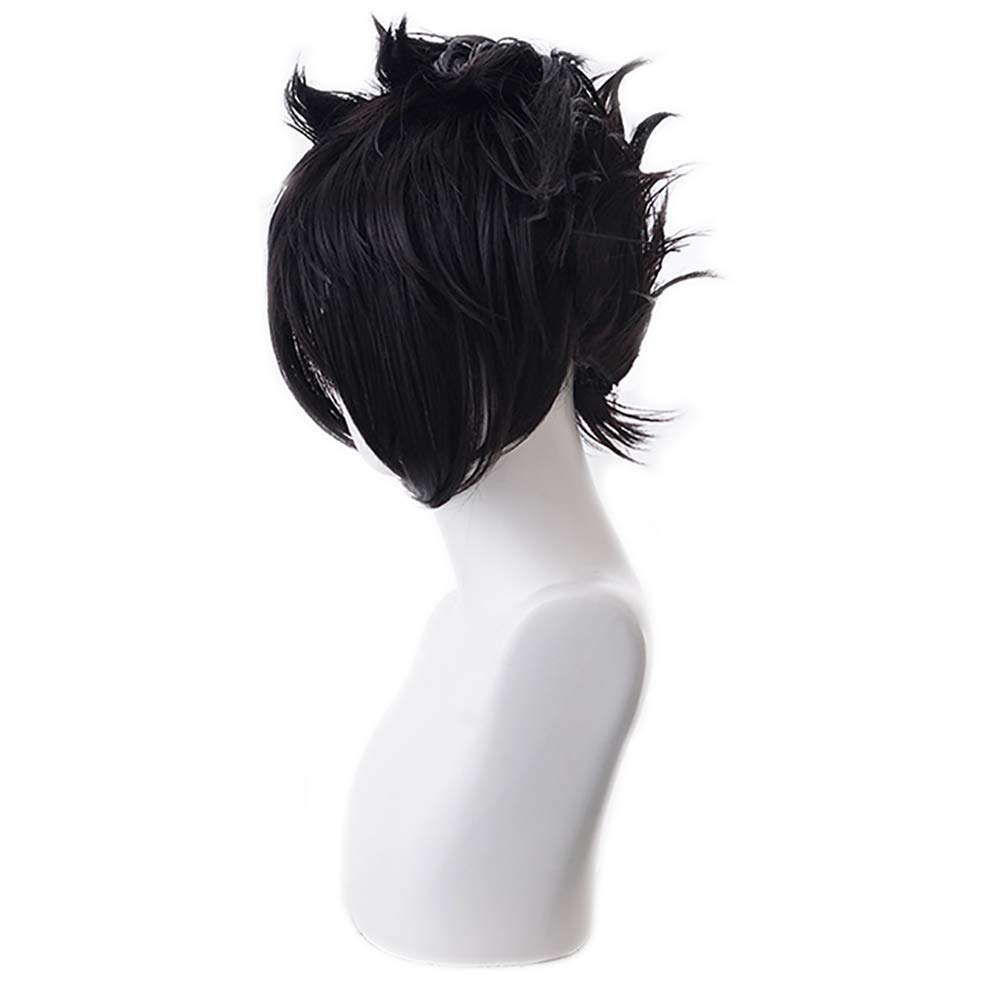 Ray Cosplay Wig with Keychain - Anime The Promised Neverland Short Black Hair Costume Wig for Boys | Perfect for Halloween, Cosplay Events & Anime Conventions