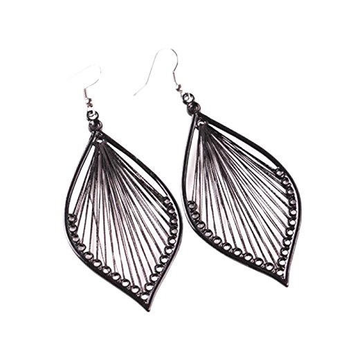 Lightweight Bohemian Leaf Dangle Earrings for Women - Fashion Long Drop Earrings (Black, One Size) - Perfect for Boho Chic Outfits, Parties & Everyday Wear