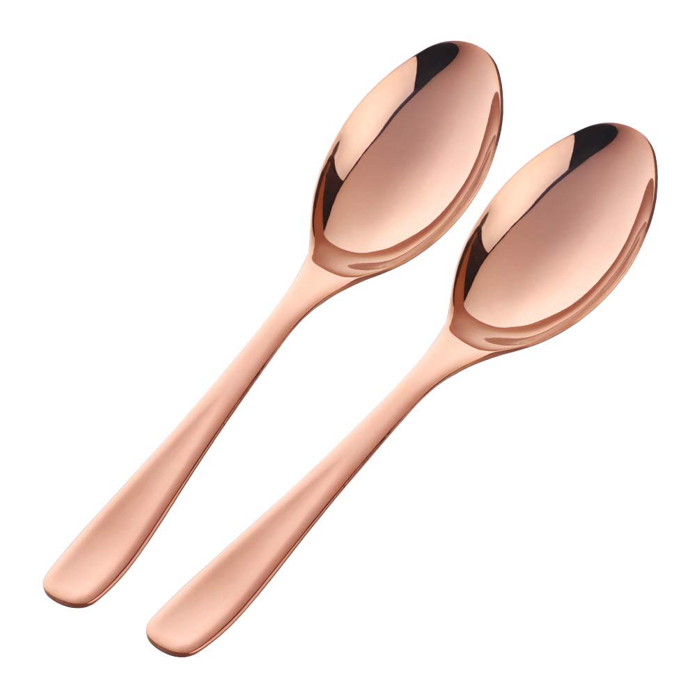 Premium 10-Inch Stainless Steel Rose Gold Buffet Serving Spoons Set of 2 - Elegant Large Salad Serving Utensils, Dishwasher Safe for Dinner Parties, Catering & Home Entertaining