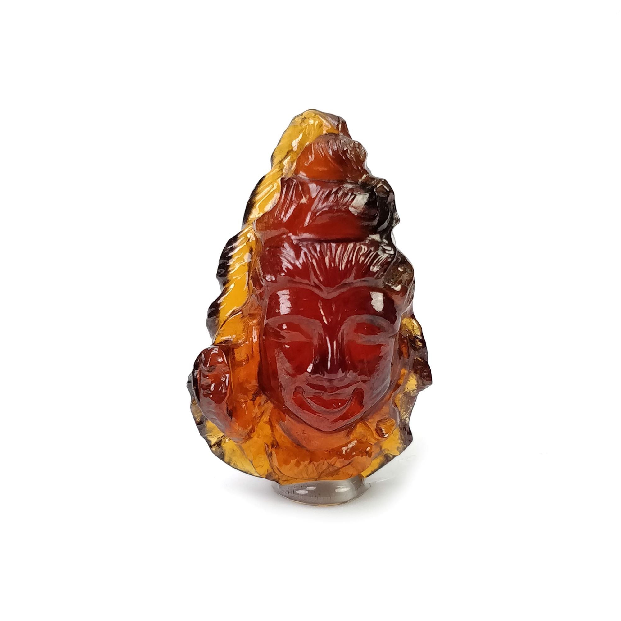 Natural Hessonite Garnet Gemstone Carving - 30.90cts Untreated Hand Carved Lord Shiva Statue 28x18mm | Spiritual Meditation, Yoga Decor, Hindu Altar Gift (With Video)