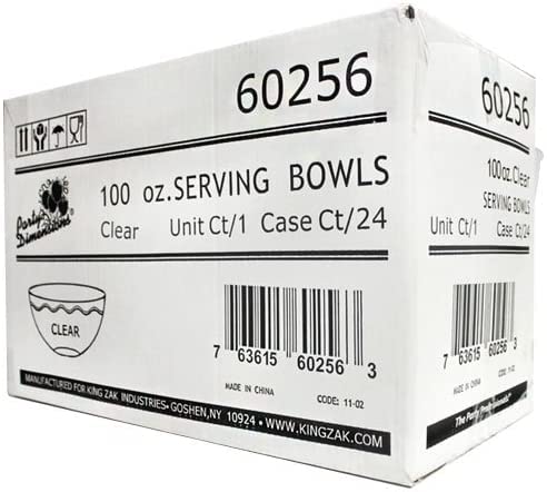 48-Pack 100oz Clear Plastic Party Bowls - Elegant Disposable Serving Bowls for Snacks, Salads, Chips & Candy | Perfect for Parties, Picnics & Catering Events
