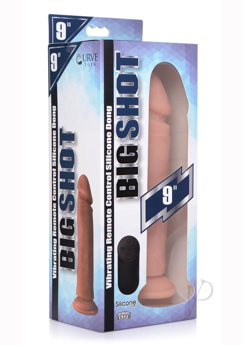 Big Shot 9 Inch Silicone Vibrating Rechargeable Dildo with Remote Control - Vanilla Color - Perfect for Couples Play & Solo Pleasure