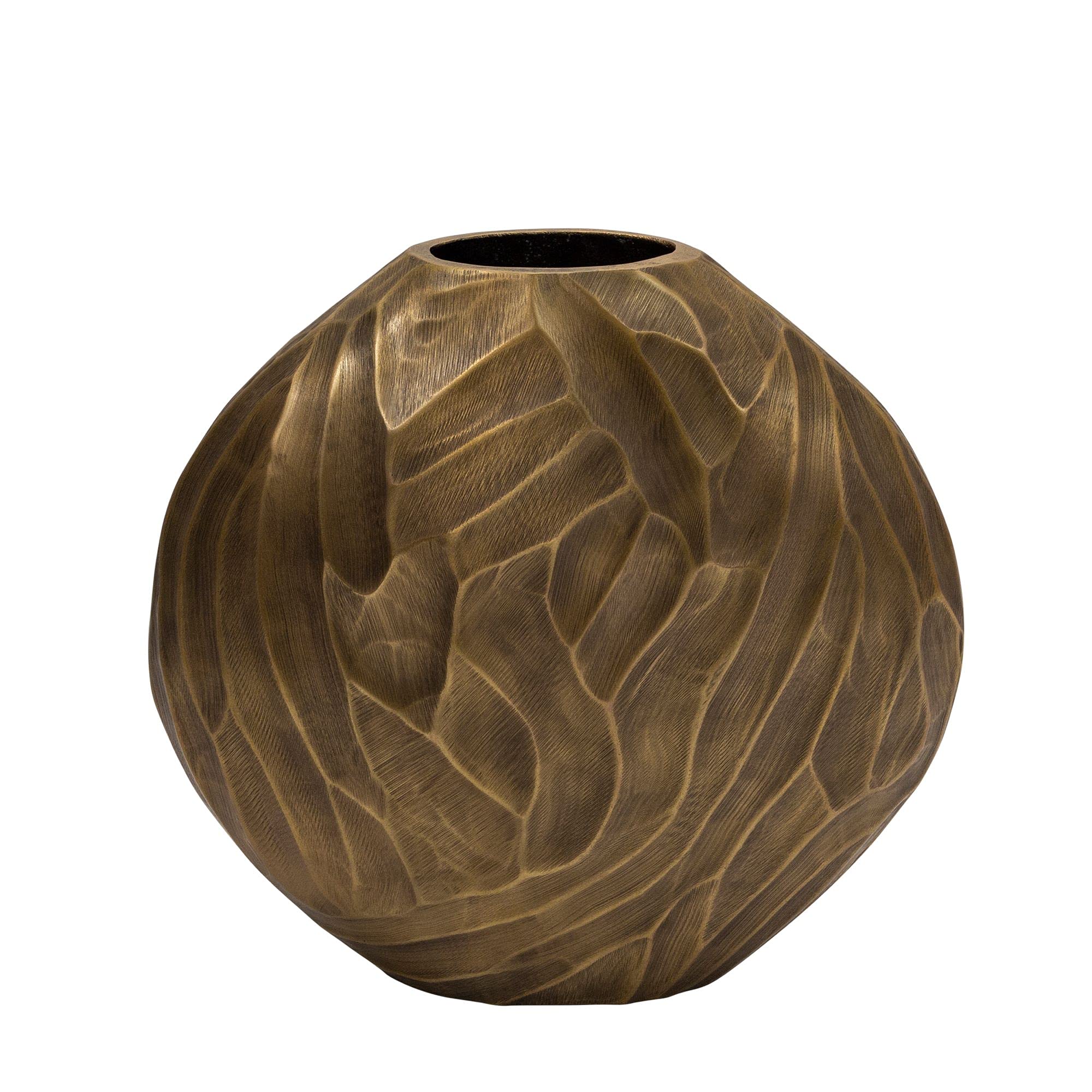 Kingston Living 15-Inch Gold and Gray Distressed Hammered Metal Tabletop Vase - Perfect for Farmhouse Decor, Wedding Centerpieces & Home Table Decorations