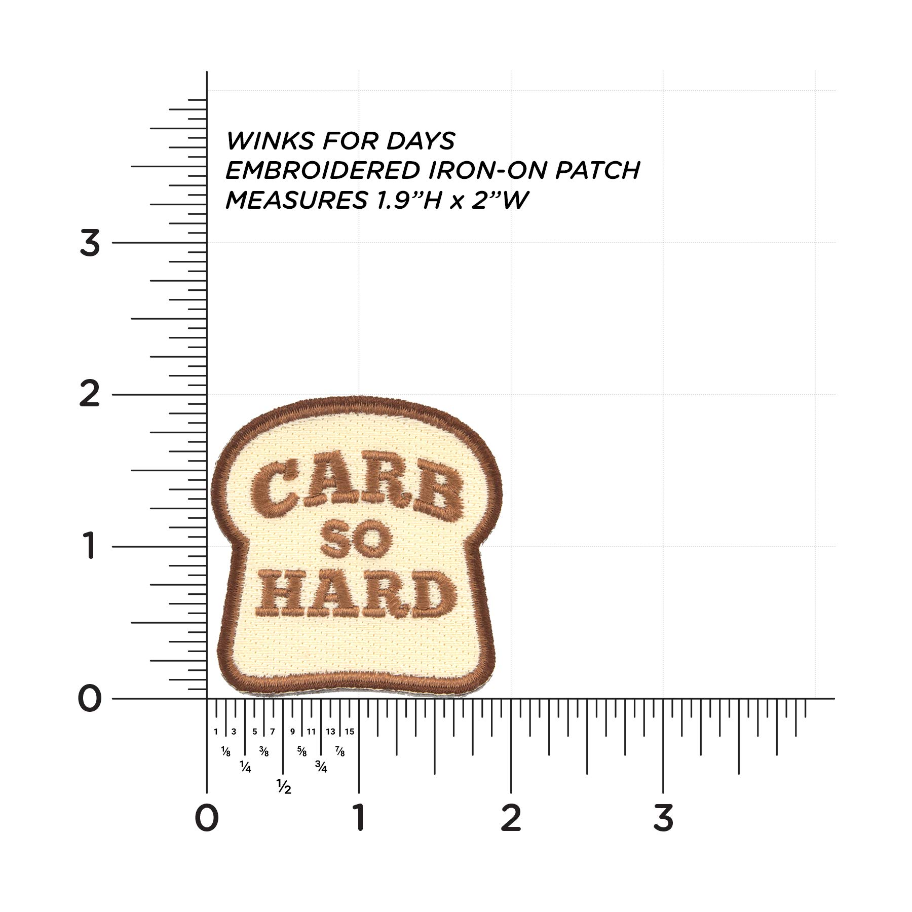 Winks For Days Carb So Hard Embroidered Iron-On Patch - Funny Food Lover Sew On Badge for Jackets, Hats, Bags - Perfect for DIY Crafts & Costume Accessories