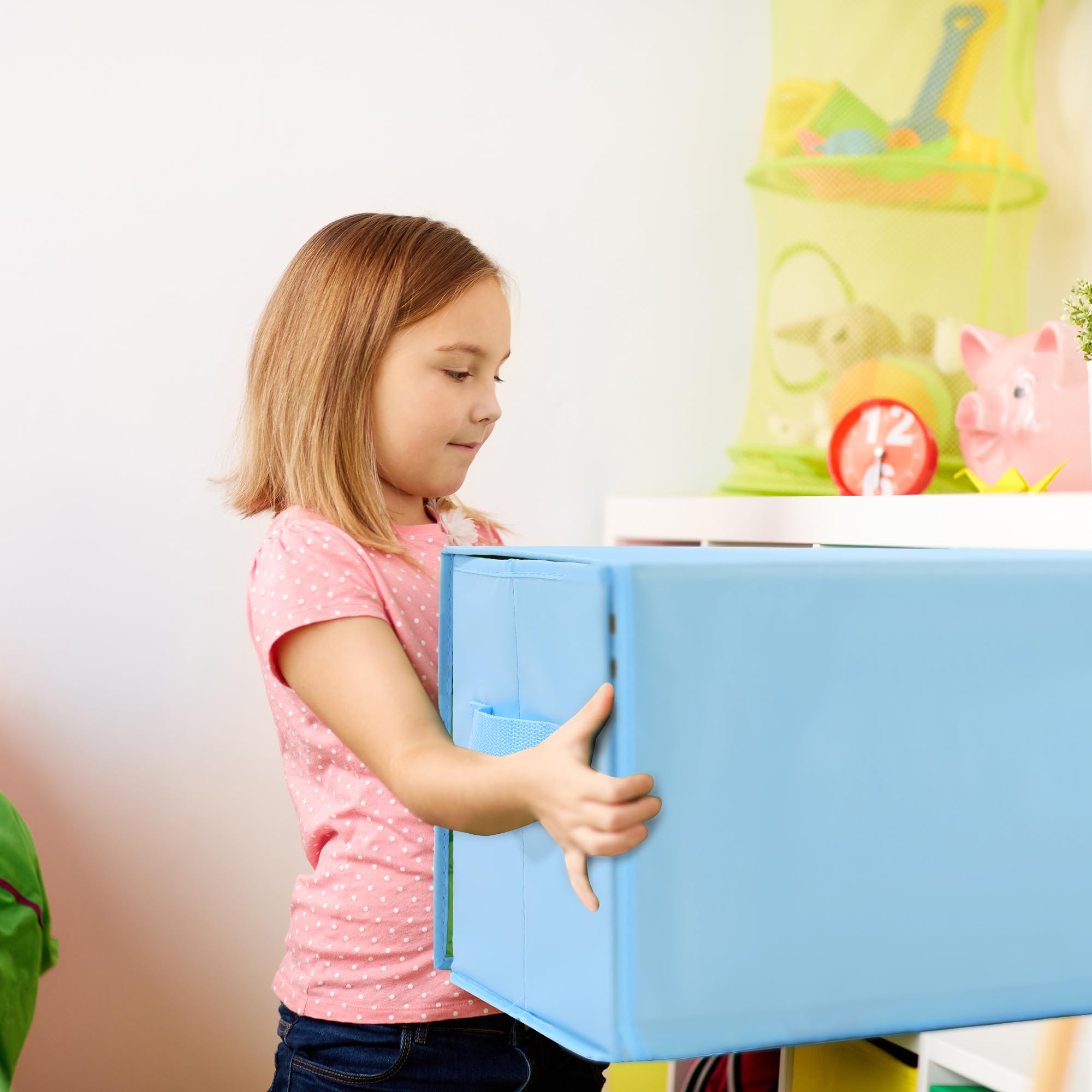 HOMBYS Toy Car Storage Box with Play Mat - Collapsible Organizer for Kids Cars - Blue 15