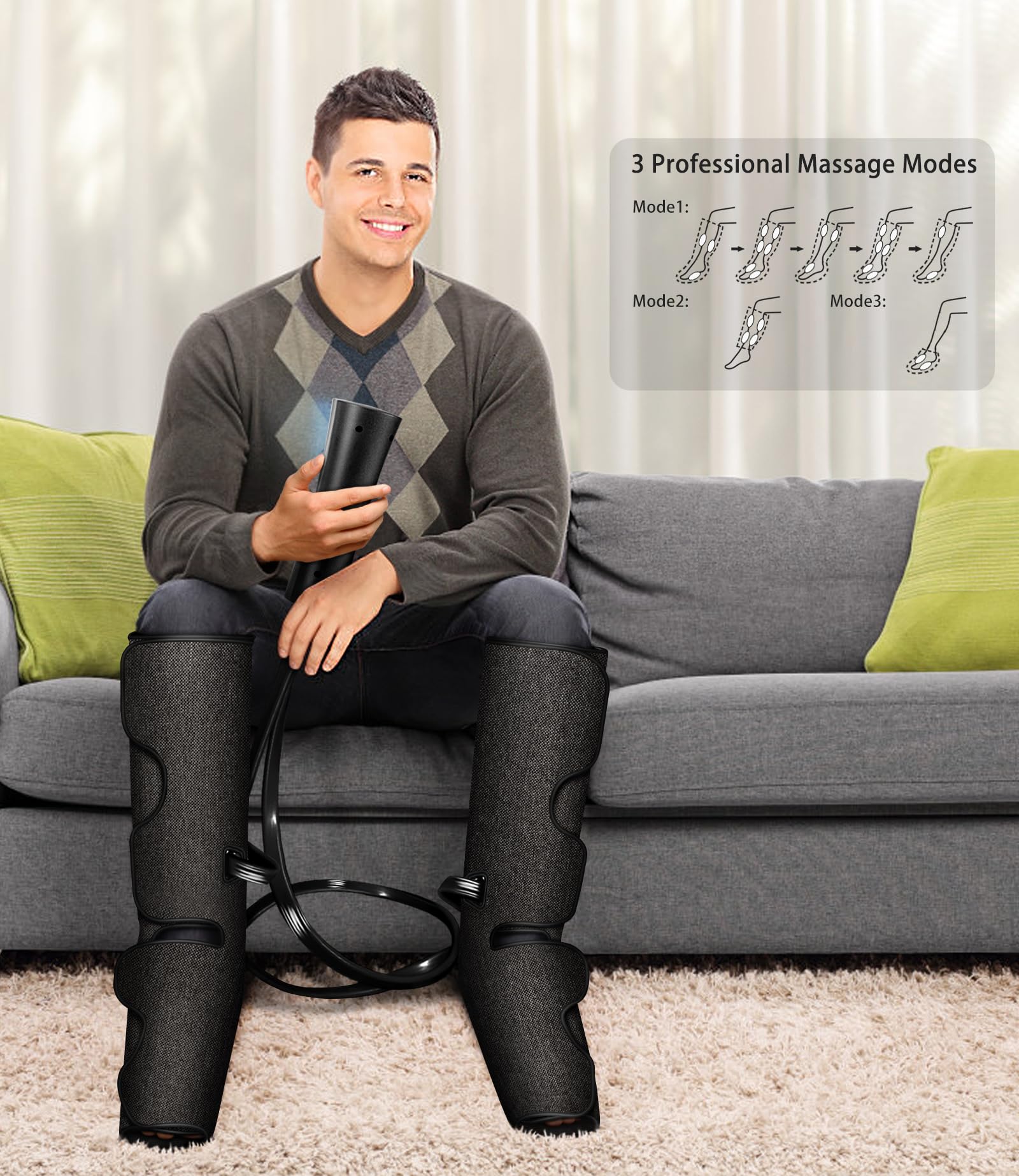 UMARMUNG Air Compression Leg Massager with Heat - Best Gifts for Women, Men, Mom & Dad - Relieves Varicose Veins, Edema, Muscle Fatigue, Cramps & Swelling - Perfect for Home Relaxation, Post-Workout Recovery & Holiday Gifts (Christmas, Father's Day, Mother's Day)