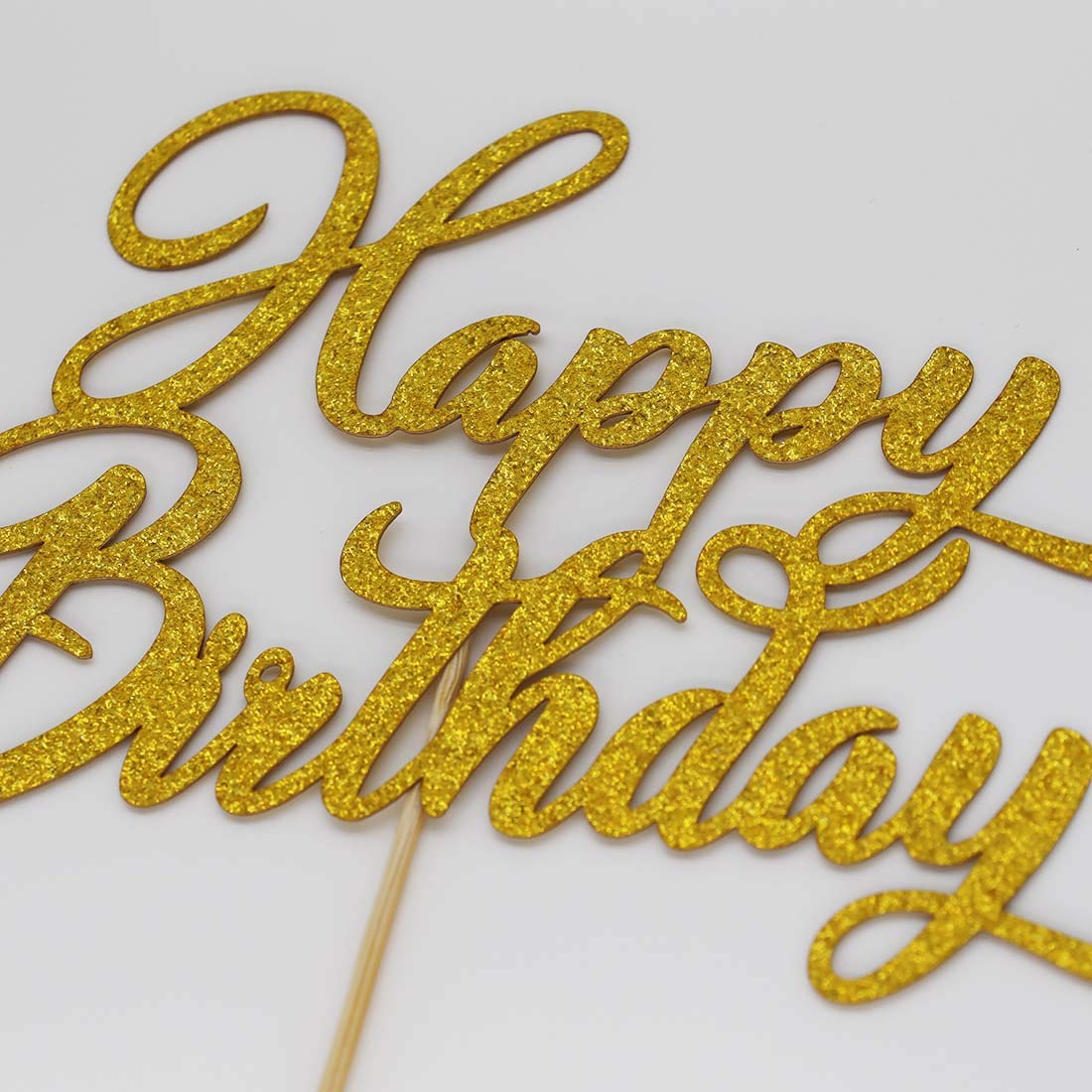 Happy Birthday Cake Topper - Double Sided Gold Glitter Cake Decorations for Birthday Parties, Wedding, Anniversary & Special Events