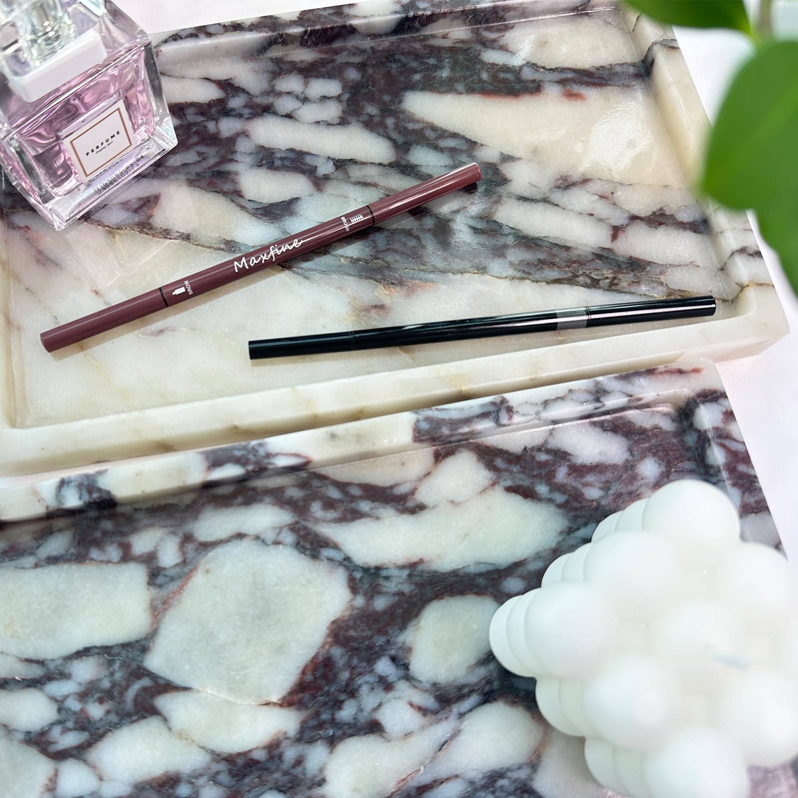 10x6 Inch Natural Calacatta Viola Marble Vanity Tray - Genuine Marble Bathroom Organizer for Jewelry, Perfume & Cosmetics - Perfect for Dresser, Nightstand or Kitchen Countertop Decor