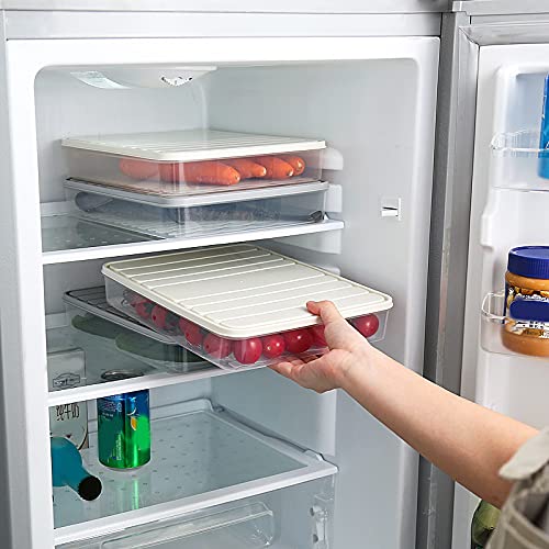 VALINK Stackable Refrigerator Food Storage Containers - Reusable Plastic Bins for Organizing Fresh Food, Vegetables & Leftovers - Space Saving Thin Design for Fridge, Freezer & Pantry Organization (Perfect for Meal Prep & Kitchen Storage)