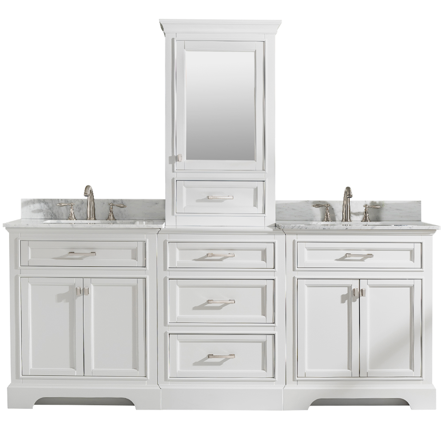Design Element Milano 84-Inch Double Sink Bathroom Vanity Set in White - Modern Modular Vanity with Soft-Close Drawers for Master Bathroom or Guest Bath Remodel