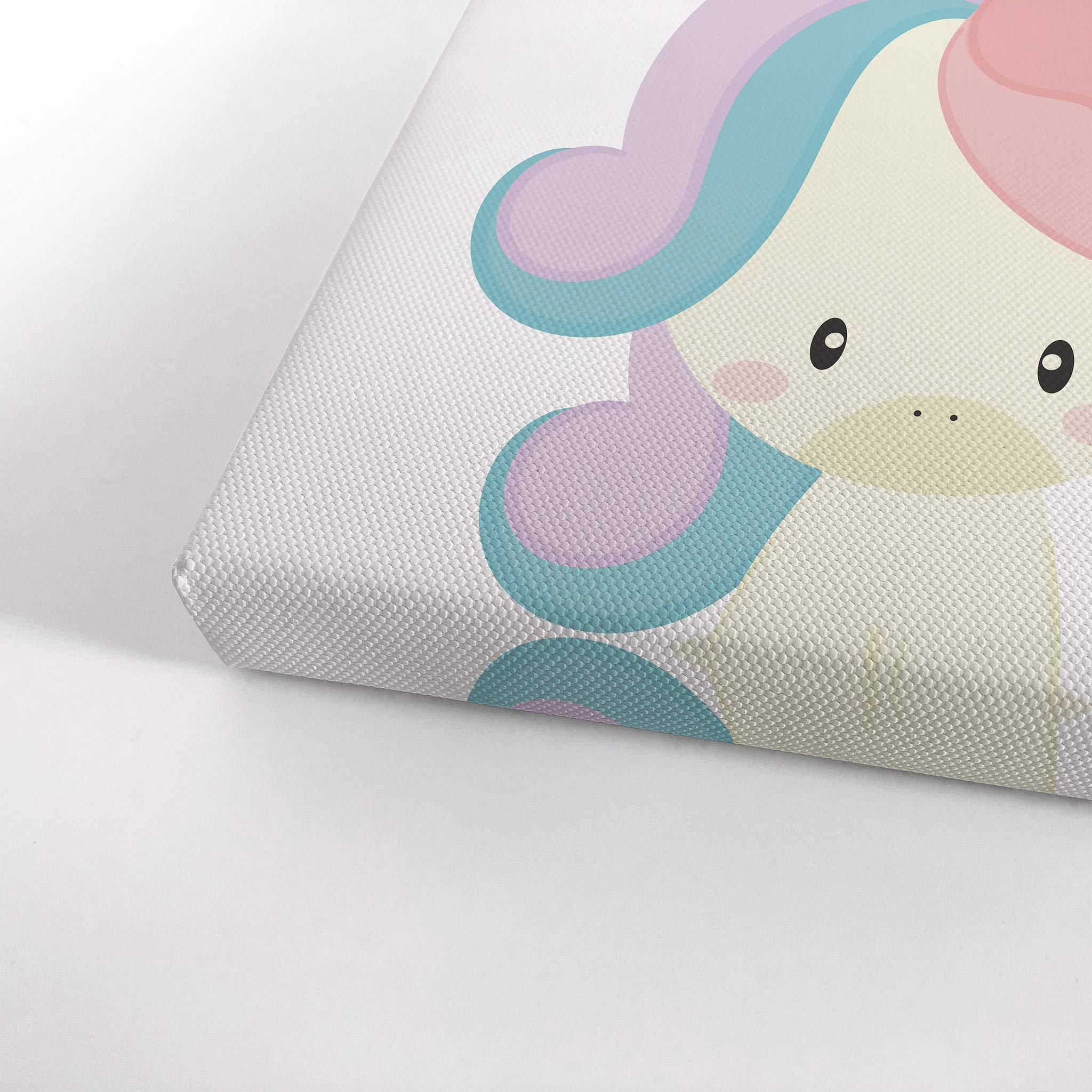 Smile Art Design Cute Unicorn Wall Art Canvas Print - 12x8 Inches, Ready to Hang, Made in USA - Inspirational 'Make a Wish' Quote for Kids Room, Nursery & Baby Room Decor - Perfect Gift for Unicorn Lovers & Birthday Presents
