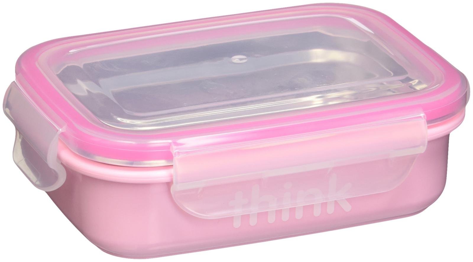 Thinkbaby BPA-Free Bento Lunch Box for Kids - Eco-Friendly Food Container with Leak-Proof Design, Microwave & Dishwasher Safe - Ideal for School, Picnics & Travel (Pink)