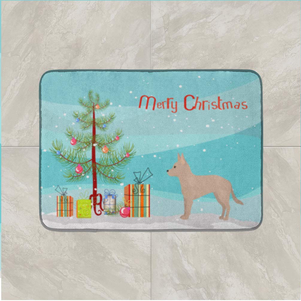 Caroline's Treasures CK3842RUG Tan Jackhuahua Christmas Tree Machine Washable Memory Foam Bath Mat - Non-Slip, Durable & Quick Dry for Bathroom, Kitchen - Holiday Decor & Cozy Home Accent
