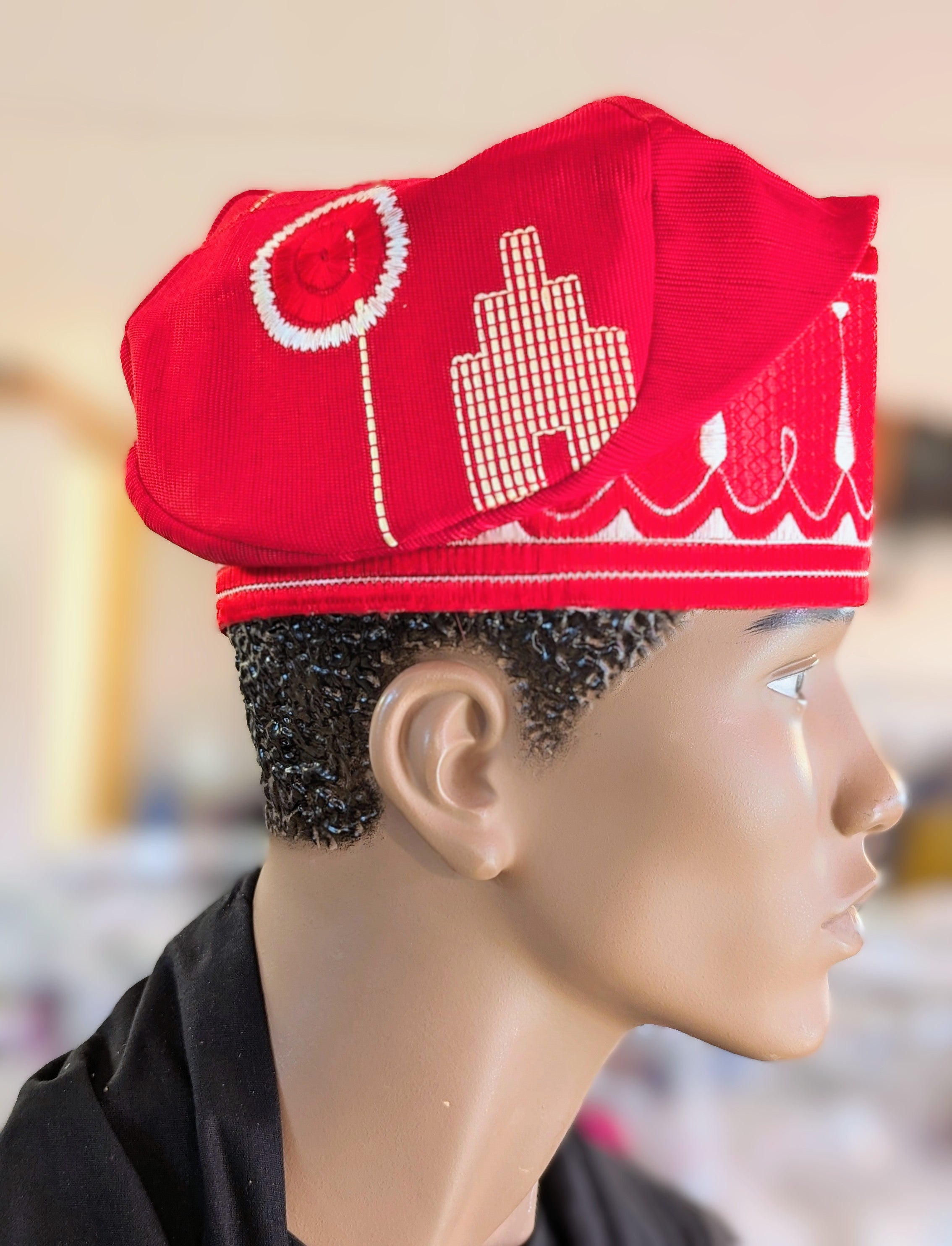 Dupsie's African Fila Aso Gbogbo Aso Oke Cufi Cap Hat - Handmade Nigerian Traditional Headwear for Men & Women - Perfect for Weddings, Cultural Events, and Everyday Fashion