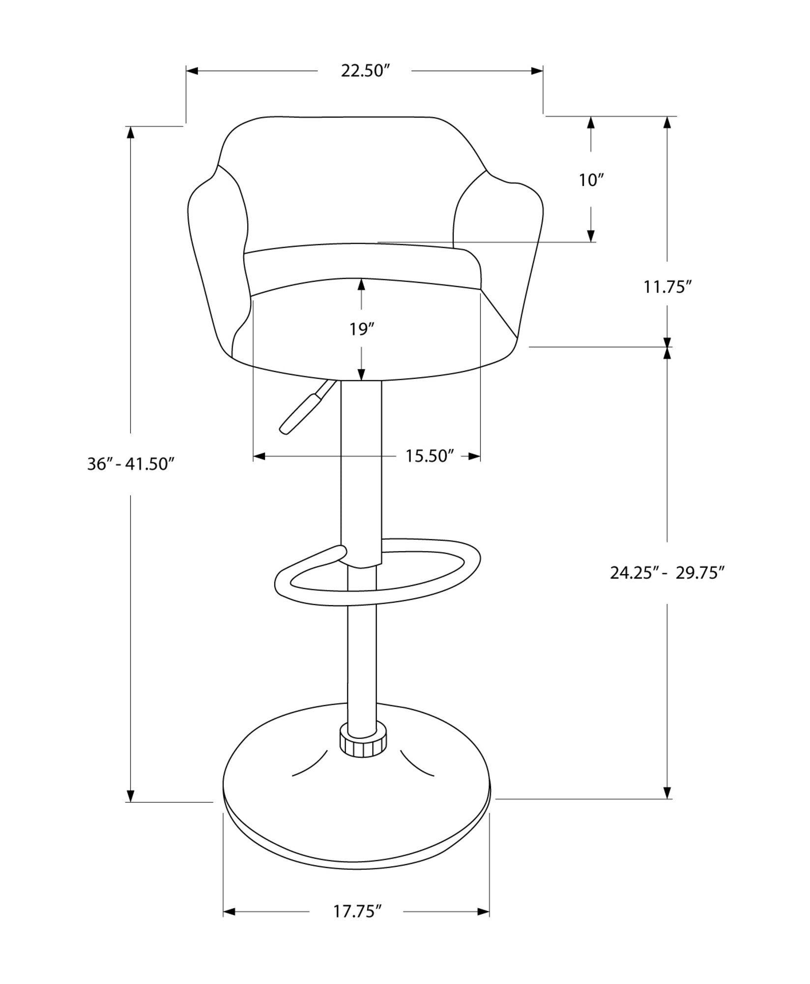 White Metal Hydraulic Lift Bar Stool - Adjustable Height Swivel Bar Chair for Kitchen Island, Home Bar & Dining Counter - Modern Industrial Style Stool for Pub, Restaurant & Office Use