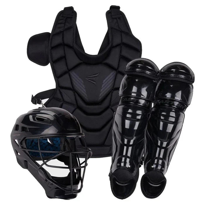 Easton Gametime Blackout Catcher's Set - Solid Black Baseball Gear for Youth & Adult Players (Model A165428) | Perfect for Training, Games & Practice Sessions