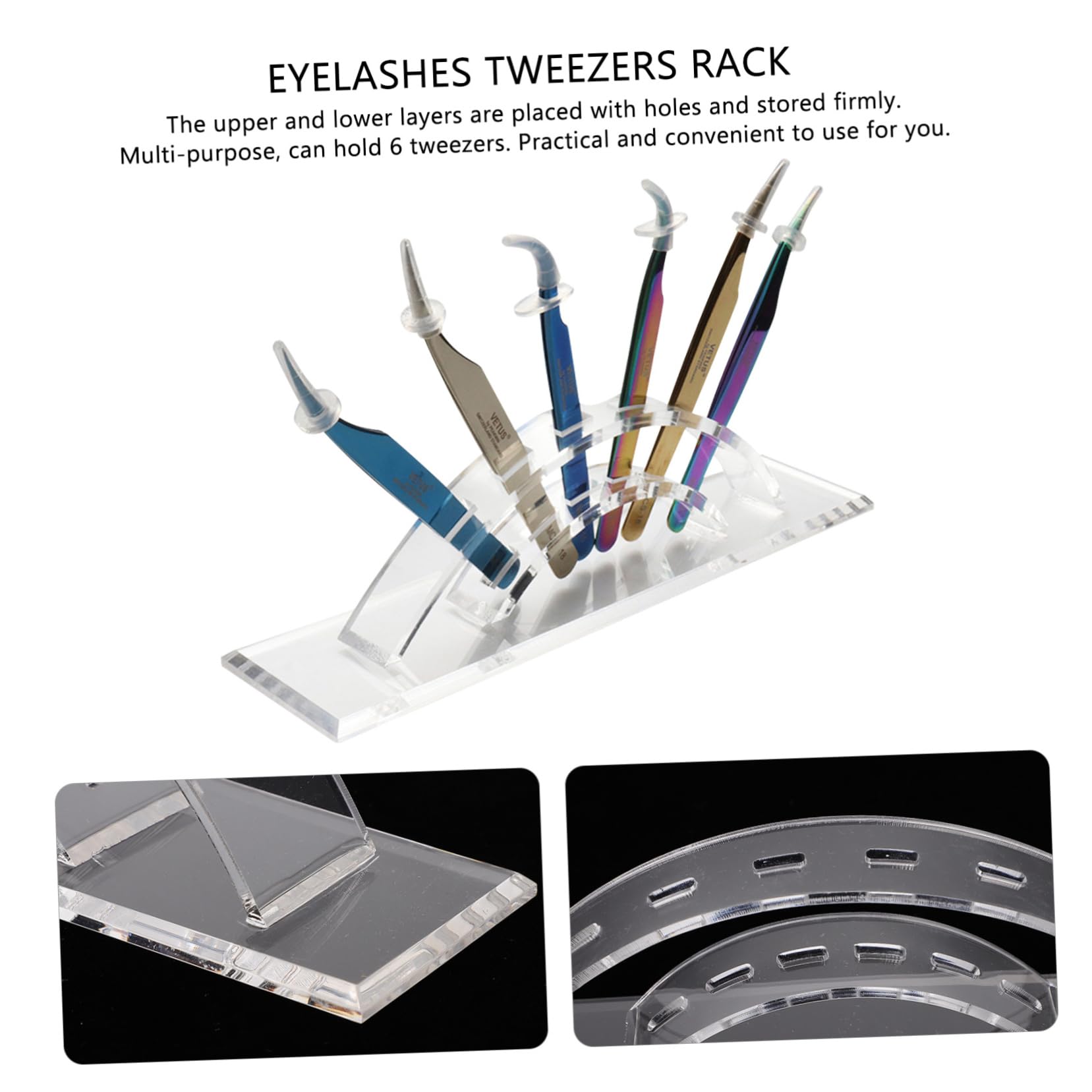Mikinona 6 Hole Acrylic Tweezers Organizer - Stylish Lash Extension Tool Storage Display Stand for Salon, Spa & Home Makeup Use