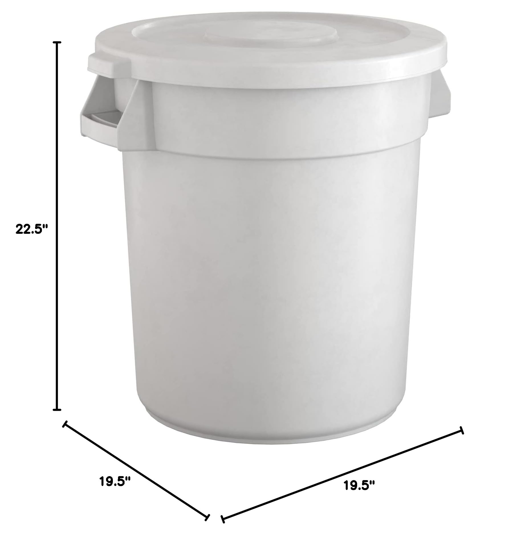 20 Gallon White Round Commercial Trash Can with Lid - Heavy Duty Stainless Steel Step Pedal - Odor Control for Office, Restaurant, Kitchen, and Outdoor Use