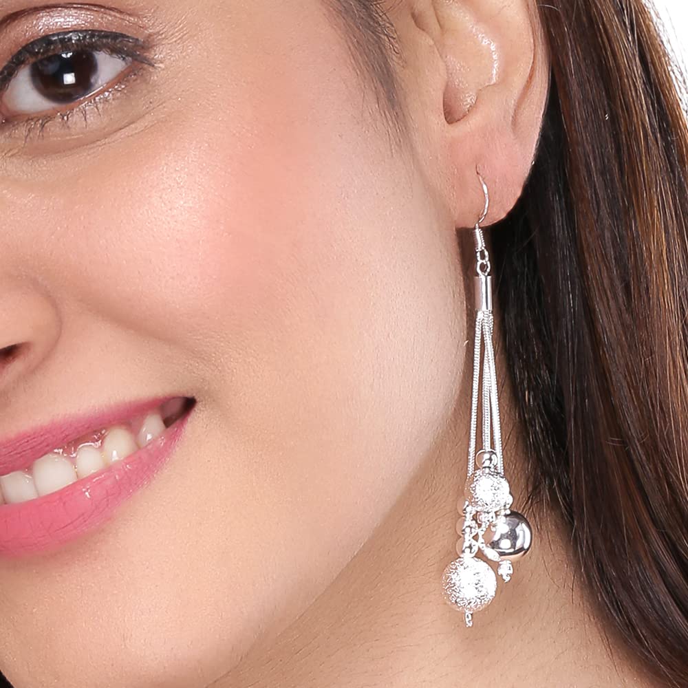 Yellow Chimes Silver Dangler Earrings for Women & Girls | Long Chain Drop Earrings | Perfect Birthday & Anniversary Gift for Wife, Girlfriend | Elegant Jewelry for Parties, Weddings & Everyday Wear