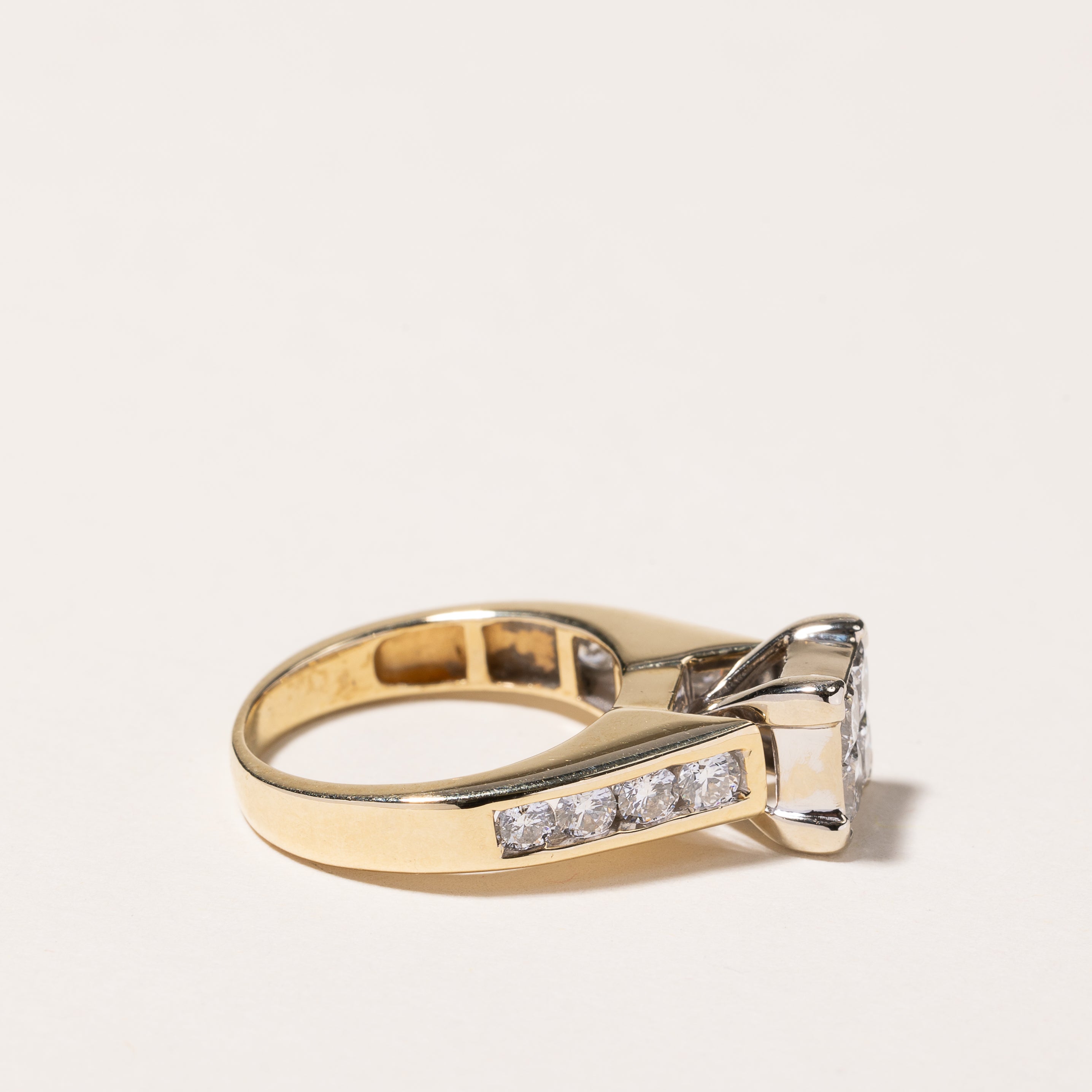 14K Yellow Gold Princess Cut Cluster Diamond Engagement Ring - 1.25ctw Size 5.5 | Elegant Wedding Band, Anniversary Gift for Her, Promise Ring for Girlfriend